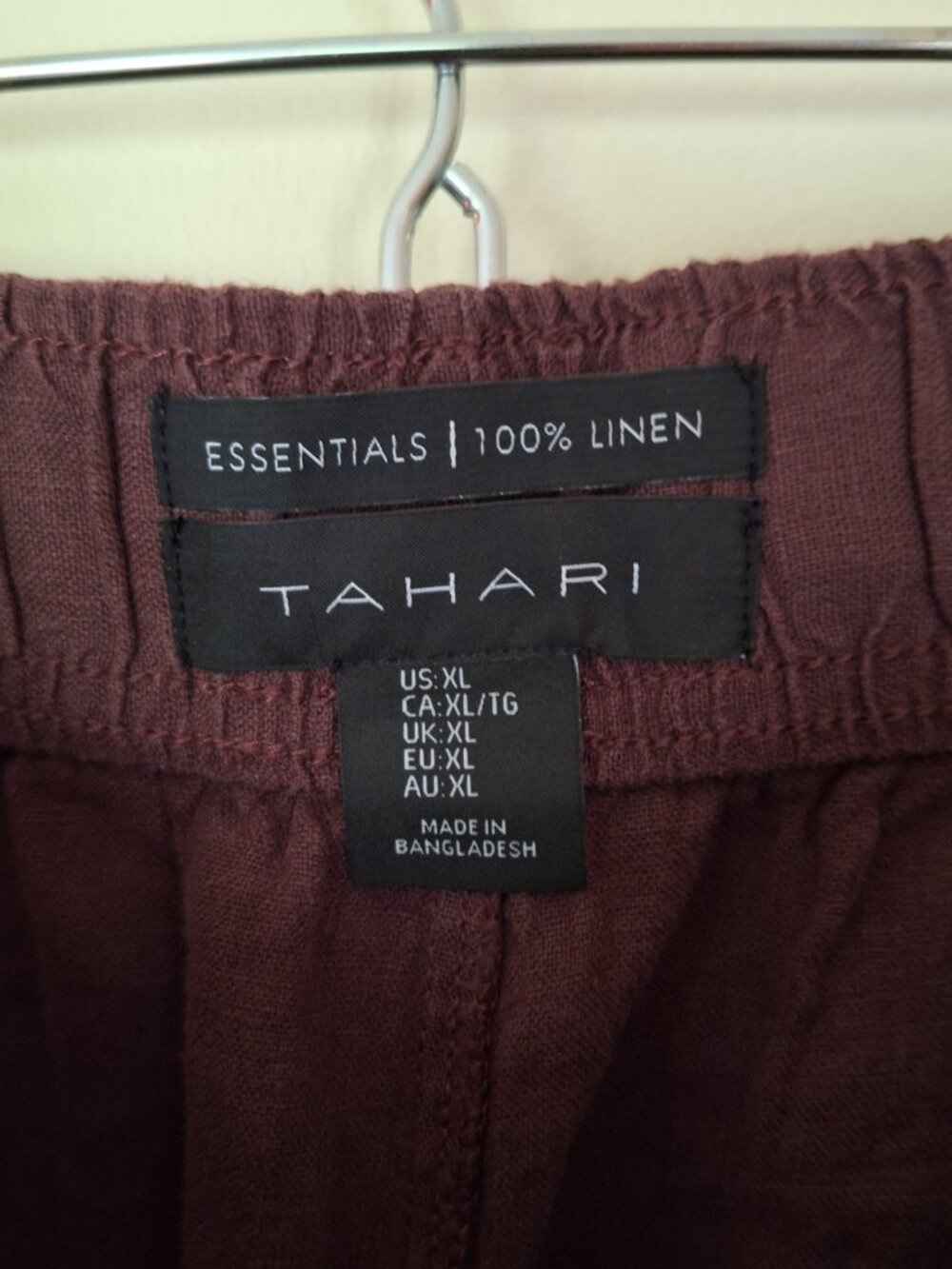 NWT Tahari 100% Linen Brown 2 Pocket Pant Women XL - Picture 6 of 9